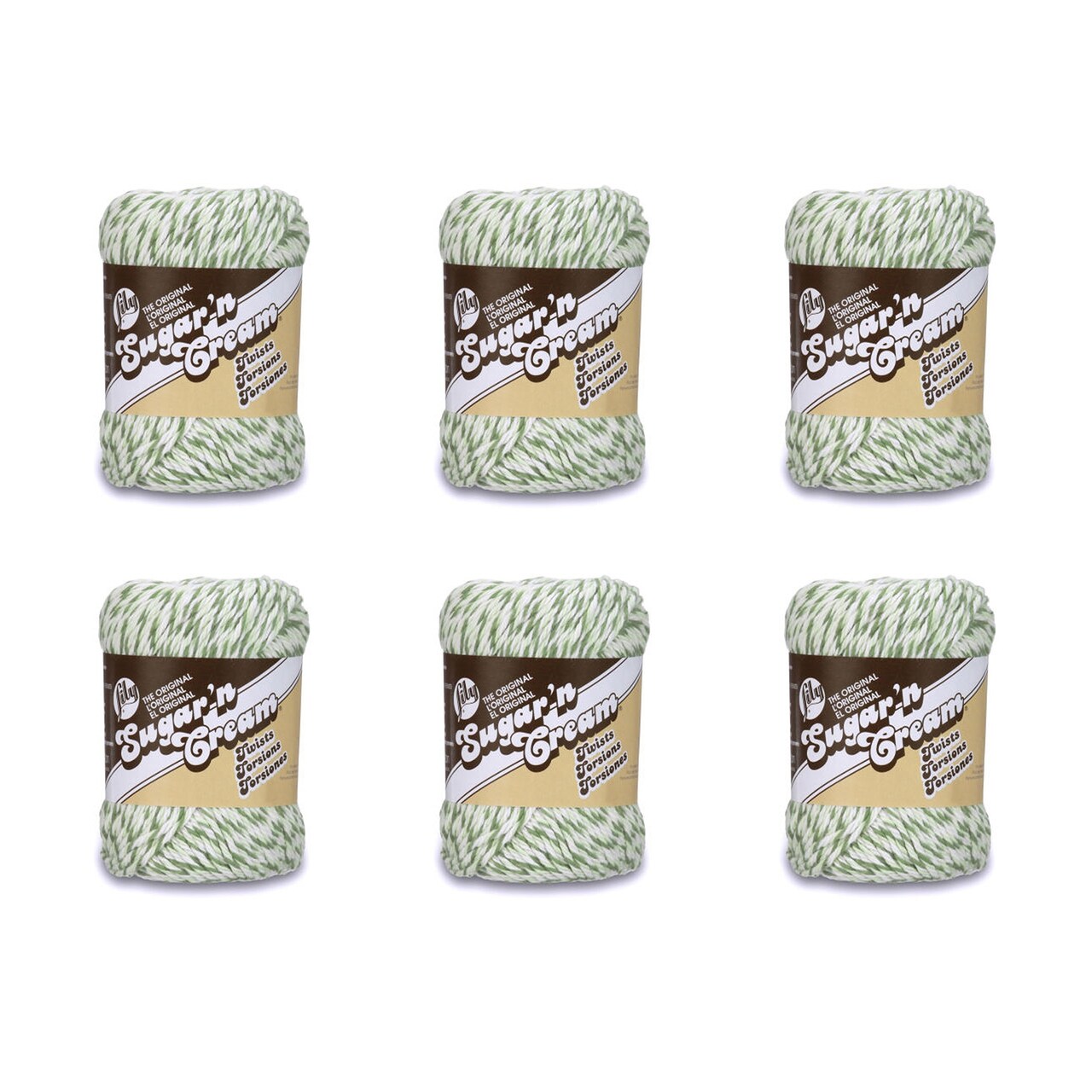 Lily Sugar'N Cream Green Twist Yarn - 6 Pack of 57g/2oz - Cotton - 4 Medium (Worsted) - 95 Yards - Knitting/Crochet